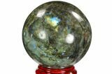 Flashy, Polished Labradorite Sphere - Great Color Play #103701-2